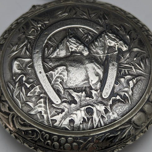 Swiss Made Vintage Enigma Pocket Watch with Horse Sculpture Alloy Case Working Good